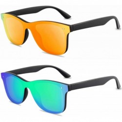 Wayfarer Rimless Mirrored Lens One Piece Sunglasses UV400 Protection for Women Men - 1 Red+green - CA18X6ZWZN3 $34.91