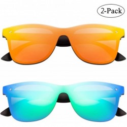 Wayfarer Rimless Mirrored Lens One Piece Sunglasses UV400 Protection for Women Men - 1 Red+green - CA18X6ZWZN3 $18.37