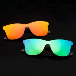 Wayfarer Rimless Mirrored Lens One Piece Sunglasses UV400 Protection for Women Men - 1 Red+green - CA18X6ZWZN3 $18.37