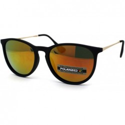 Round Antiglare Polarized Round Keyhole Light Plastic Horn Rim Sunglasses - Matte Black Orange Mirror - CG196EL3URW $14.67