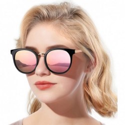 Round Polarized Mirrored Sunglasses for Women Oversized Round Frame UV400 Protection Lens - CG1962XGMTI $14.22