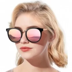 Round Polarized Mirrored Sunglasses for Women Oversized Round Frame UV400 Protection Lens - CG1962XGMTI $31.37