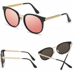 Round Polarized Mirrored Sunglasses for Women Oversized Round Frame UV400 Protection Lens - CG1962XGMTI $14.22