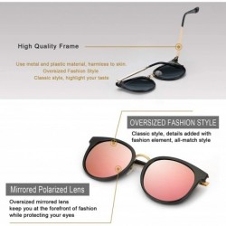 Round Polarized Mirrored Sunglasses for Women Oversized Round Frame UV400 Protection Lens - CG1962XGMTI $14.22