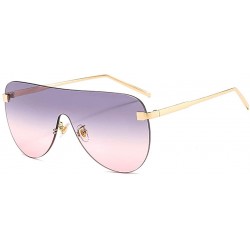 Shield Rimless Mirrored Lens One Piece Sunglasses UV400 Protection for Women Men - Gray/Pink - CA198SE4T04 $15.67