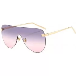 Shield Rimless Mirrored Lens One Piece Sunglasses UV400 Protection for Women Men - Gray/Pink - CA198SE4T04 $15.67