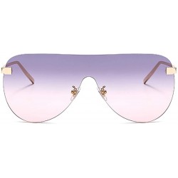 Shield Rimless Mirrored Lens One Piece Sunglasses UV400 Protection for Women Men - Gray/Pink - CA198SE4T04 $15.67