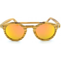 Round Women and Men's Vintage Round Wooden Polarized Sunglasses (Color Orange) - Orange - CW1997LIE6U $47.98