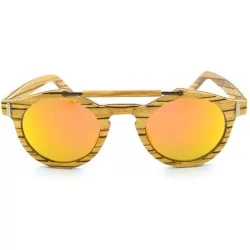 Round Women and Men's Vintage Round Wooden Polarized Sunglasses (Color Orange) - Orange - CW1997LIE6U $90.11