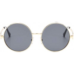 Round Unisex Vintage Round Sunglasses Classic Retro Steampunk Style Eyewear - Gray - CG197IGG0WN $12.43