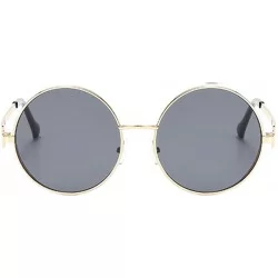 Round Unisex Vintage Round Sunglasses Classic Retro Steampunk Style Eyewear - Gray - CG197IGG0WN $12.43