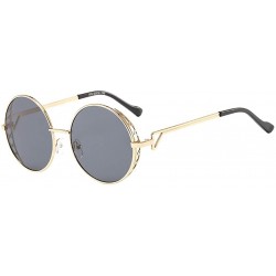 Round Unisex Vintage Round Sunglasses Classic Retro Steampunk Style Eyewear - Gray - CG197IGG0WN $12.43