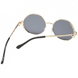 Round Unisex Vintage Round Sunglasses Classic Retro Steampunk Style Eyewear - Gray - CG197IGG0WN $12.43