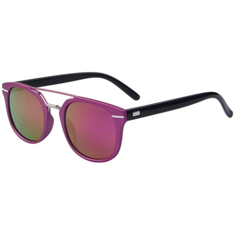 Goggle Women's UV400 Mirror Sunglasses Classic Double-Bridge Rivet Shades Glasses - Purple - CC17Z79TTGD $11.02