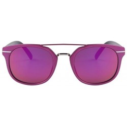 Goggle Women's UV400 Mirror Sunglasses Classic Double-Bridge Rivet Shades Glasses - Purple - CC17Z79TTGD $11.02