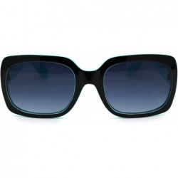 Rectangular Womens Mod Thick Plastic Rectangular Designer Sunglasses - Black Mint Smoke - CY18YTLCW0O $20.70