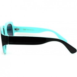 Rectangular Womens Mod Thick Plastic Rectangular Designer Sunglasses - Black Mint Smoke - CY18YTLCW0O $10.75