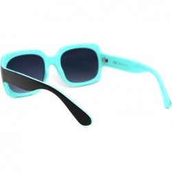 Rectangular Womens Mod Thick Plastic Rectangular Designer Sunglasses - Black Mint Smoke - CY18YTLCW0O $10.75