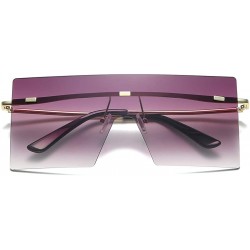 Rimless Square Oversized Sunglasses Flat Top Chic Big Shades For Women Men LK1719 - C2 Double Grey/Gold - CS194OQYX0K $25.30