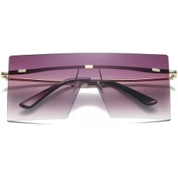 Rimless Square Oversized Sunglasses Flat Top Chic Big Shades For Women Men LK1719 - C2 Double Grey/Gold - CS194OQYX0K $25.30