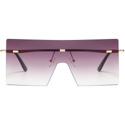 Rimless Square Oversized Sunglasses Flat Top Chic Big Shades For Women Men LK1719 - C2 Double Grey/Gold - CS194OQYX0K $10.65