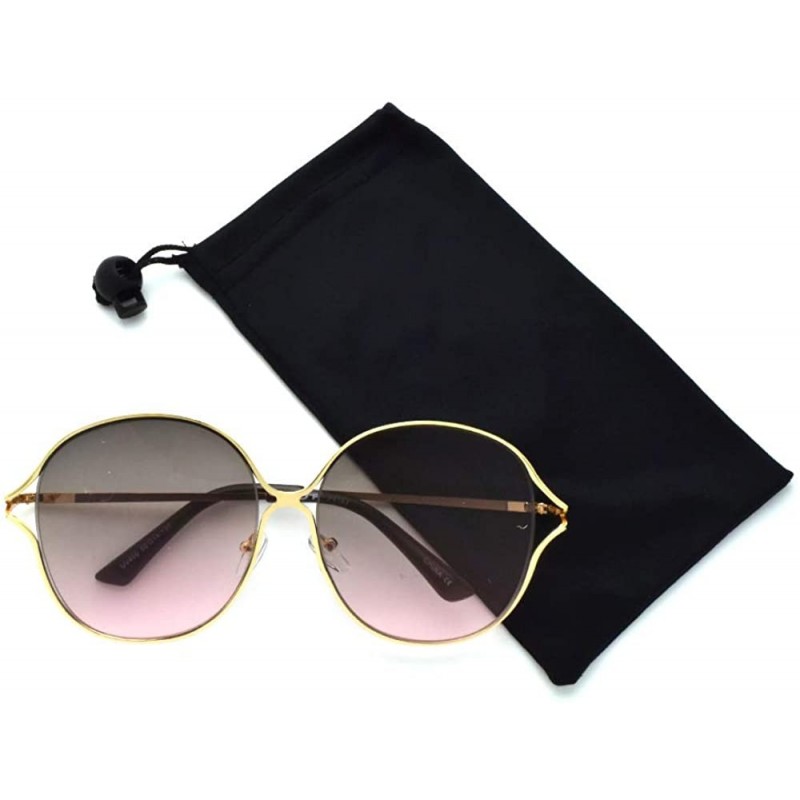 Oversized Oversize Round Flat Lens Sunglasses 4183 - Gold Purple - C418SA00KWN $8.73