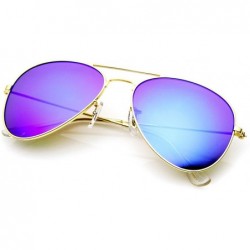 Aviator Premium Flash Mirror Lens Aviator Sunglasses (Nickel Plated Metal Frame) (Gold Ice) - C411G13WNE3 $26.81