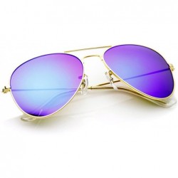 Aviator Premium Flash Mirror Lens Aviator Sunglasses (Nickel Plated Metal Frame) (Gold Ice) - C411G13WNE3 $14.49