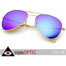 Aviator Premium Flash Mirror Lens Aviator Sunglasses (Nickel Plated Metal Frame) (Gold Ice) - C411G13WNE3 $14.49