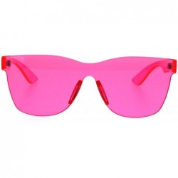 Rectangular Thick Solid Plastic Color Lens Horned Rim Panel Shield Sunglasses - Pink - CB185QG7L78 $15.65