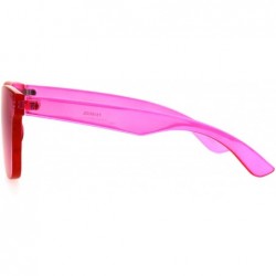 Rectangular Thick Solid Plastic Color Lens Horned Rim Panel Shield Sunglasses - Pink - CB185QG7L78 $15.65