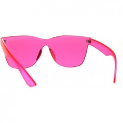 Rectangular Thick Solid Plastic Color Lens Horned Rim Panel Shield Sunglasses - Pink - CB185QG7L78 $15.65