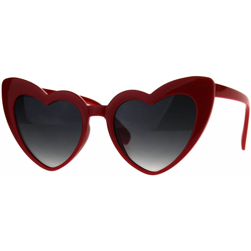 Cat Eye Womens Cat Eye Heart Shape Retro Goth Plastic Sunglasses - Red Smoke - C7180HH5GG5 $10.58