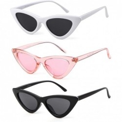 Shield Retro Vintage Cateye Sunglasses for Women Clout Goggles Plastic Frame Glasses - Black&white&pink - CD18EZTT7MH $28.61