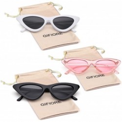 Shield Retro Vintage Cateye Sunglasses for Women Clout Goggles Plastic Frame Glasses - Black&white&pink - CD18EZTT7MH $18.42