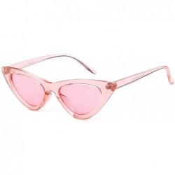 Shield Retro Vintage Cateye Sunglasses for Women Clout Goggles Plastic Frame Glasses - Black&white&pink - CD18EZTT7MH $18.42