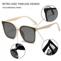 Oversized Oversized Sunglasses for Women Men UV Protection 8056 - Creamy-white/Black - CZ1963L3E4A $10.62