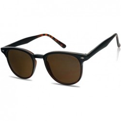 Oversized Sunglass Stop - Vintage Inspired Horned Rim Round P-3 Unisex Sunglasses (Black Tortoise - Amber Lens) - CH1272Q8MBP...