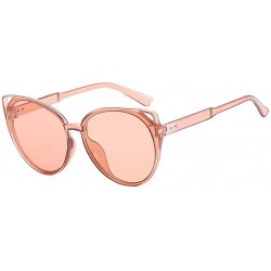 Oval Women Sunglasses Retro Bright Black Grey Drive Holiday Oval Non-Polarized UV400 - Champagne Brown - CF18RKH2UGO $18.33