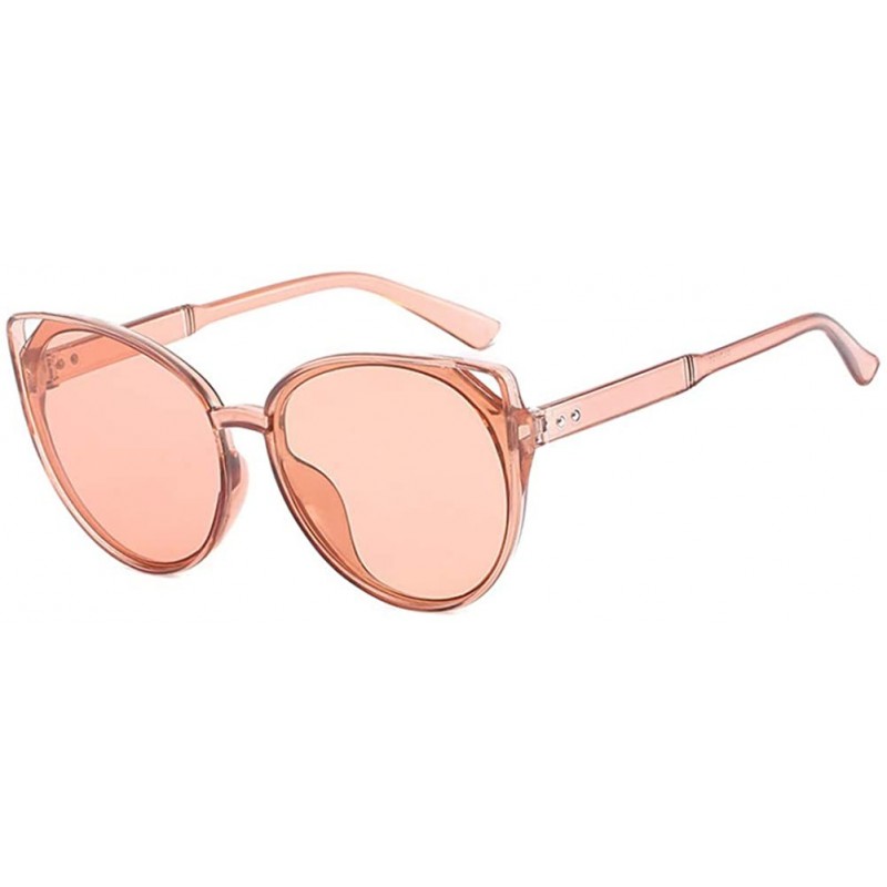 Oval Women Sunglasses Retro Bright Black Grey Drive Holiday Oval Non-Polarized UV400 - Champagne Brown - CF18RKH2UGO $8.80