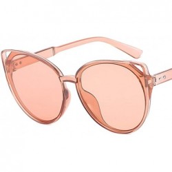 Oval Women Sunglasses Retro Bright Black Grey Drive Holiday Oval Non-Polarized UV400 - Champagne Brown - CF18RKH2UGO $8.80