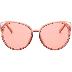Oval Women Sunglasses Retro Bright Black Grey Drive Holiday Oval Non-Polarized UV400 - Champagne Brown - CF18RKH2UGO $8.80