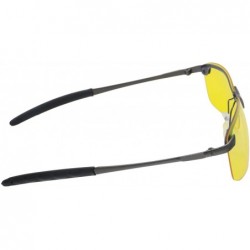 Goggle EBT Metal Frame Polarized Night Driving Glasses Anti Glare Vision Driver Sunglasses - Grey/Yellow - CO12BCIF9EH $13.28