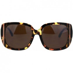 Oversized Womens Vintage Fashion Sunglasses Square Frame Stripe Design UV 400 - Tortoise (Dark Brown) - C018RGMCT08 $13.36