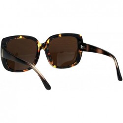 Oversized Womens Vintage Fashion Sunglasses Square Frame Stripe Design UV 400 - Tortoise (Dark Brown) - C018RGMCT08 $13.36