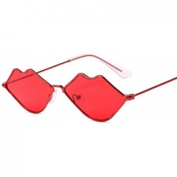 Sport Small Fe Sunglasses Women Retro Lips Mirror Metal Sun Glasses Female Vintage Brand Designer - Goldred - C118W804R5Q $9.21