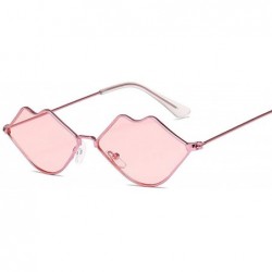 Sport Small Fe Sunglasses Women Retro Lips Mirror Metal Sun Glasses Female Vintage Brand Designer - Goldred - C118W804R5Q $9.21