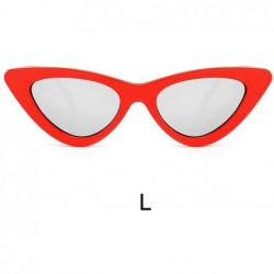 Rectangular Women Fashion Cat Eye Shades Sunglasses Integrated UV Candy Colored Glasses (L) - L - CI195NK8ERR $15.64