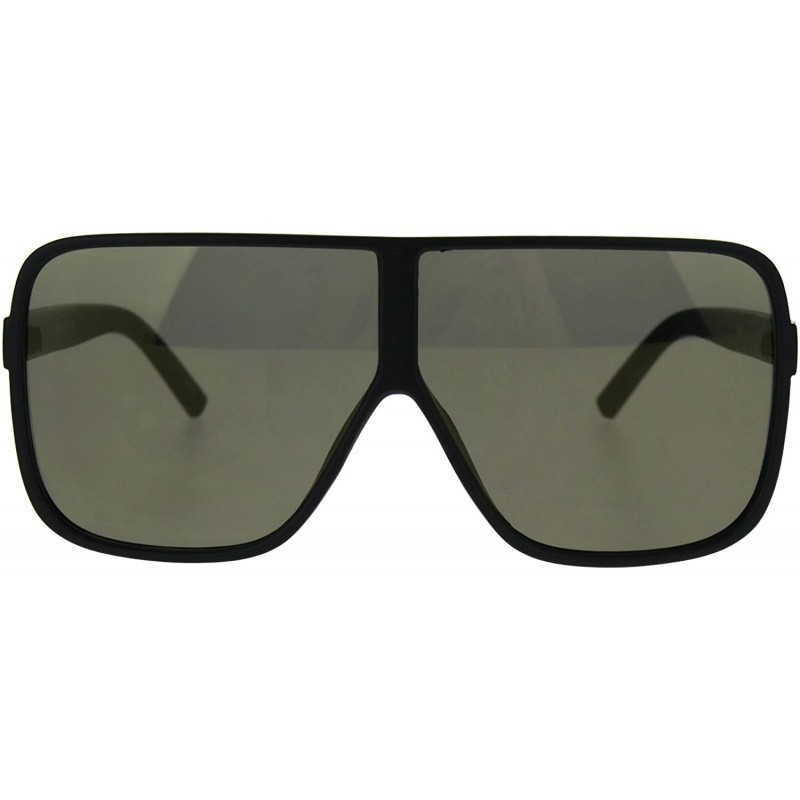 Oversized Thin Plastic Color Mirror Large Racer Mob Sunglasses - Black Gold - CI186C2GD69 $9.24
