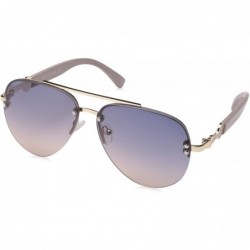 Rimless Women's R3295 Semi-Rimless Metal Aviator Sunglasses with 100% UV Protection - 60 mm - Gold & Nude - CE18O39OCC6 $80.27